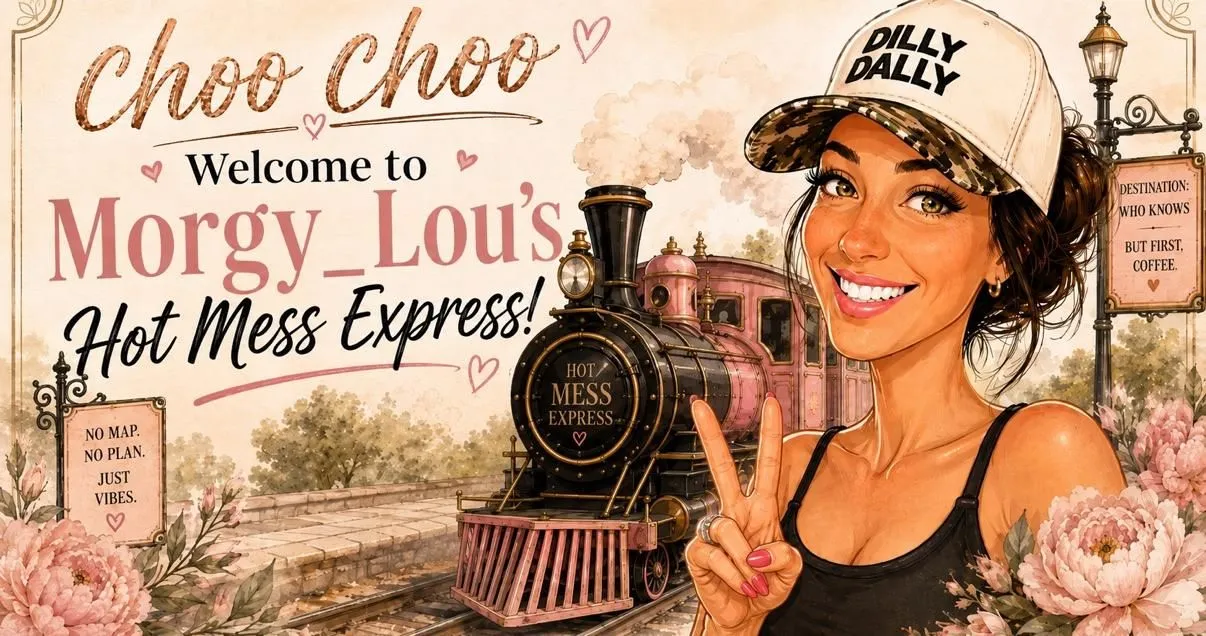 Welcome to Morgy_Lou’s Hot Mess Express. Morgan and the train. Shop her boutique on Whatnot.